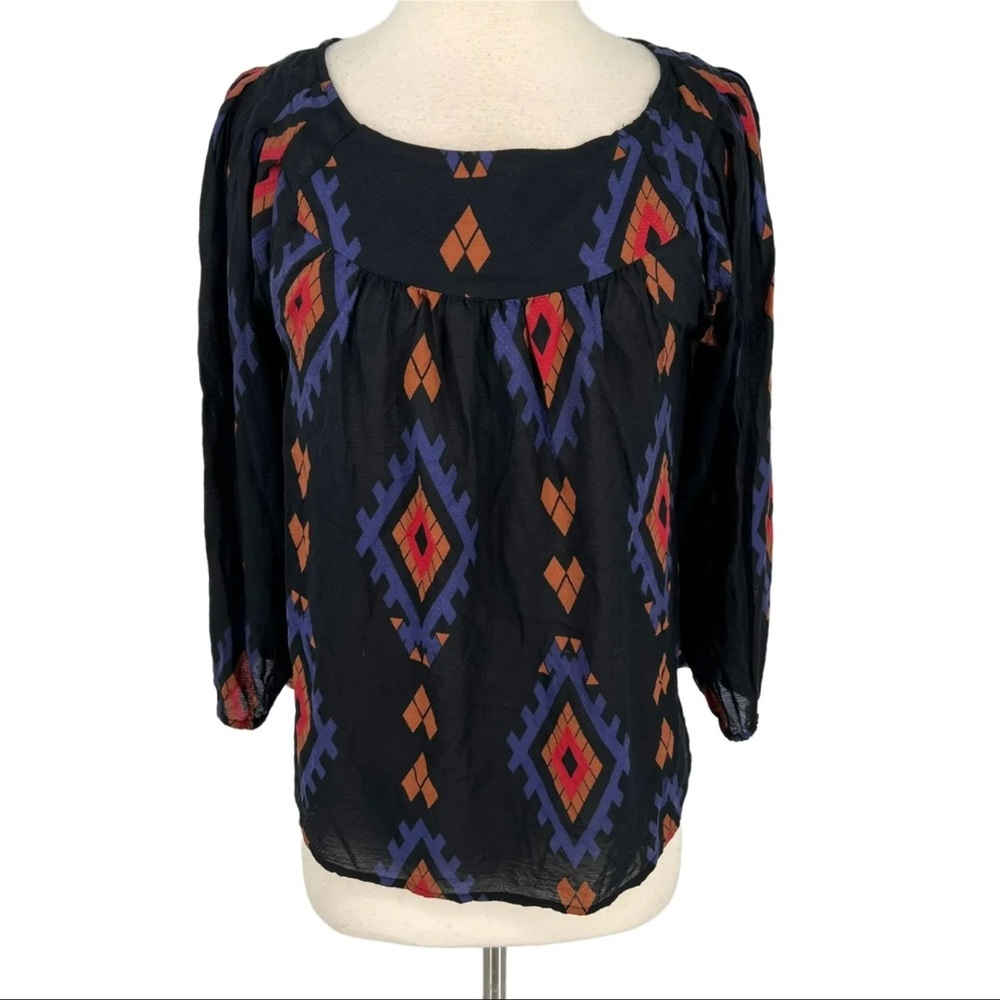 Lucky Brand-Style: Southwest Print Peasant Blouse